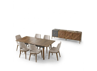 Dining set dining room dining table set luxury chairs dining nook 5-piece brown