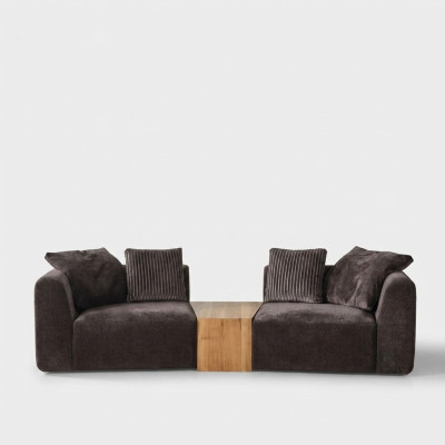 Four-seater sofa 4-seater sofas modern design fabric polyester black