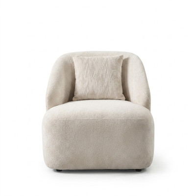 Armchair Wingback Chair Modern Fabric Living Room Polyester White Design Seat