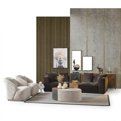 4-seater sofa set armchair four-seater sofa modern black fabric new
