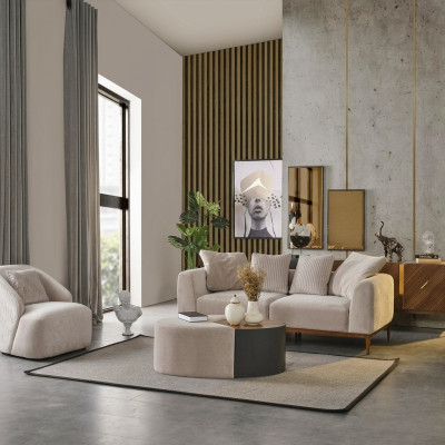 Modern sofa set 3-seater armchair three-seater white modern fabric polyester