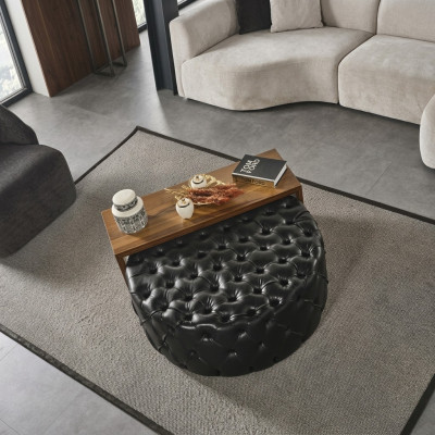 Coffee table side table living room modern black faux leather