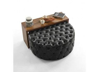 Coffee table side table living room modern black faux leather