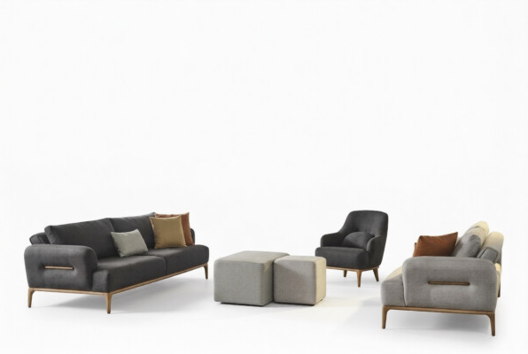 Couch set sofa armchair 321-seater fabric luxury gray sofas living room