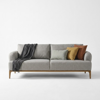 Modern three-seater sofa, 3-seater sofa design, gray, modern fabric, polyester, new