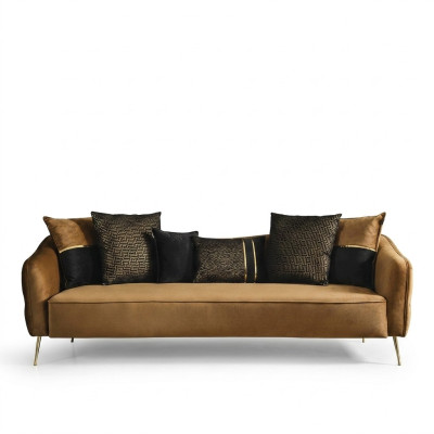 Modern Chesterfield Sofa 4-seater Sofas Fabric Polyester Yellow New