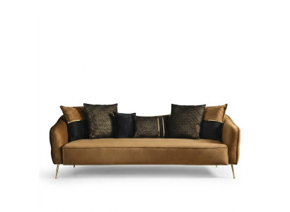 Modern Chesterfield Sofa 4-seater Sofas Fabric Polyester Yellow New