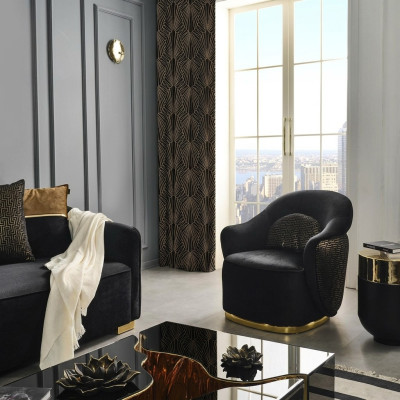 Armchair Wingback Chair Modern Fabric Living Room Polyester Blue Design Seat