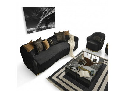 Sofa set sofa 4-seater armchair four-seater fabric blue polyester set