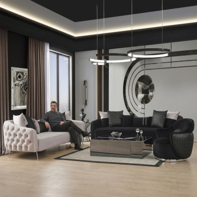Sofa set sofa armchair 431-seater fabric luxury sofas white black