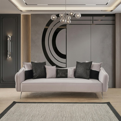 Three-seater Chesterfield sofa, 3-seater sofas, modern design, fabric, white