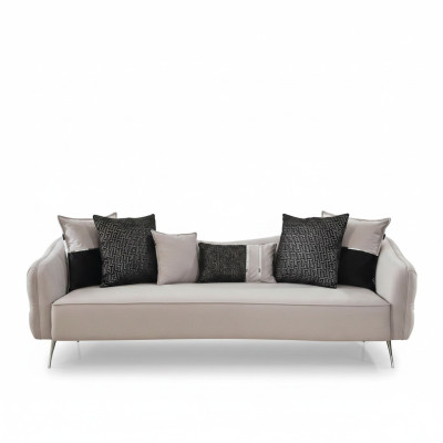 Three-seater Chesterfield sofa, 3-seater sofas, modern design, fabric, white