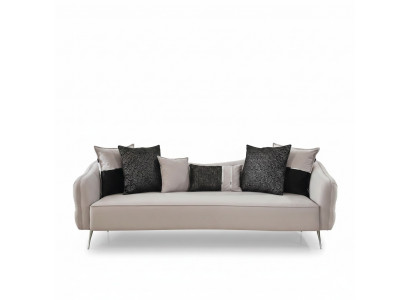 Three-seater Chesterfield sofa, 3-seater sofas, modern design, fabric, white