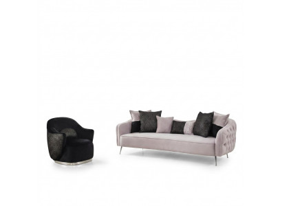 Modern sofa set 3-seater armchair three-seater fabric white polyester set