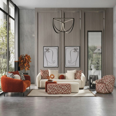 Sofa set sofa armchair 431 seat fabric luxury sofas orange living room