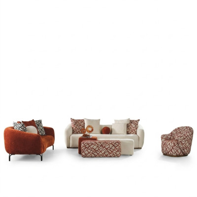 Sofa set sofa armchair 431 seat fabric luxury sofas orange living room