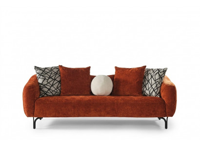 Three-seater sofa, 3-seater sofas, modern fabric design, orange living room.