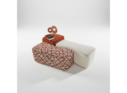 Seat stool 3x Stool Pouf Puff Seat Pouf Textile Fabric Footstool Living Room