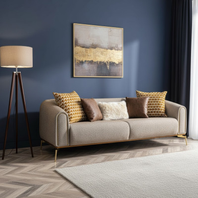 Three-seater sofa, 3-seater sofas, modern design, gray fabric, living room
