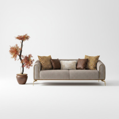 Three-seater sofa, 3-seater sofas, modern design, gray fabric, living room
