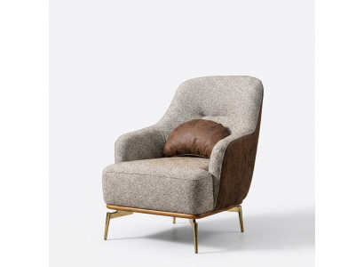 Armchair Wingback Modern Fabric Living Room Polyester Gray Design Seat