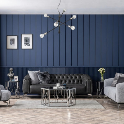 Complete sofa set 431 seat fabric 3-piece black