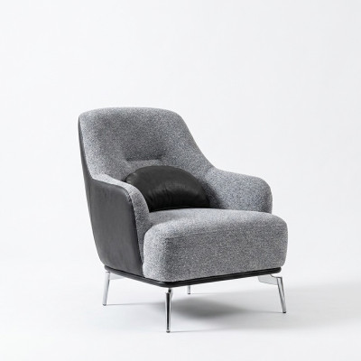 Armchair Wingback Chair Modern Fabric Living Room Polyester Gray Design Seat