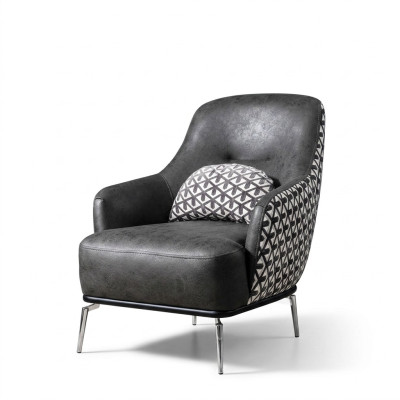 Armchair Wingback Chair Faux Leather Living Room Polyester Design Black