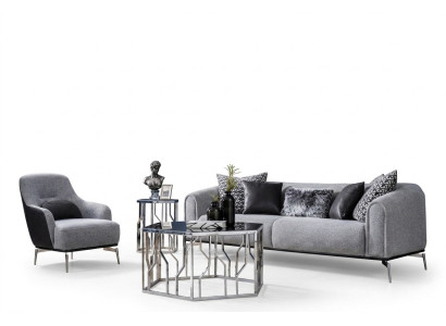 Modern sofa set 3 seat armchair three-seater fabric gray modern polyester