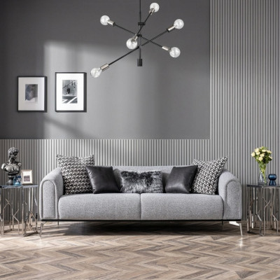 Three-seater sofa 3-seater sofas seat fabric gray living room modern luxury