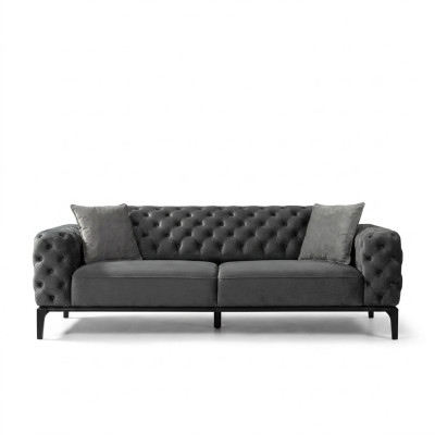 3-seater sofa three-seater sofas fabric gray living room Chesterfield new