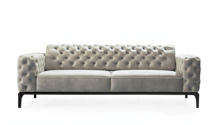 Three-seater Sofa 3-Seater Sofas Fabric White Living Room Chesterfield New