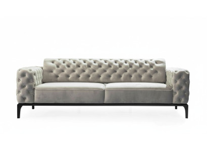 Three-seater Sofa 3-Seater Sofas Fabric White Living Room Chesterfield New