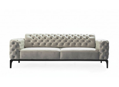 Three-seater Sofa 3-Seater Sofas Fabric White Living Room Chesterfield New