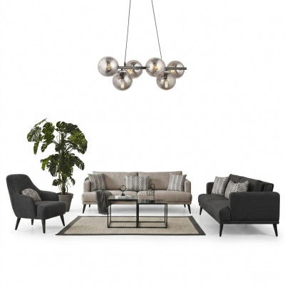 Complete couch suite sofa suite 4-3-1 seater grey fabric modern set