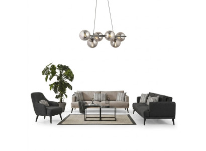 Complete couch suite sofa suite 4-3-1 seater grey fabric modern set