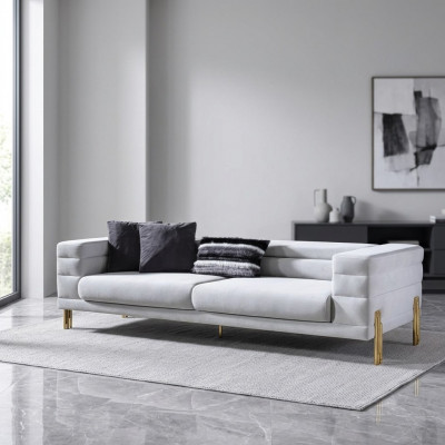 Four-seater sofa, 4-seater sofas, fabric, white, living room, luxury, modern seating.