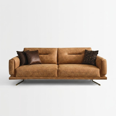 Three-seater sofa 3-seater sofas brown faux leather living room luxury seat