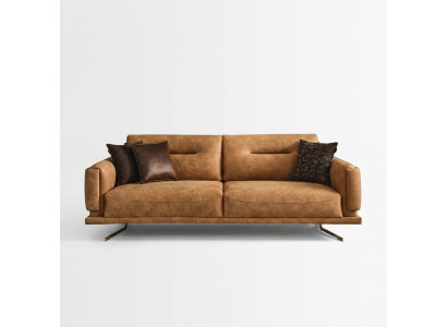 Three-seater sofa 3-seater sofas brown faux leather living room luxury seat