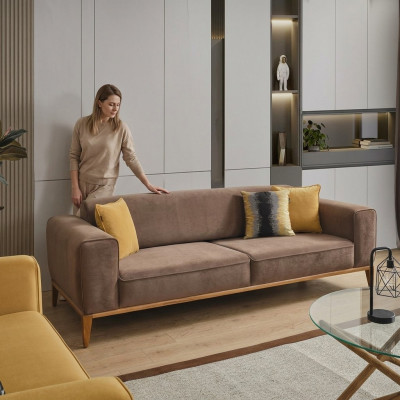Four-seater sofa 4 seater sofas fabric brown living room luxury modern