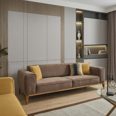 Four-seater sofa 4 seater sofas fabric brown living room luxury modern