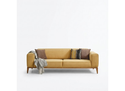 Three-seater sofa, 3-seater sofas, yellow fabric, luxury modern living room seating.
