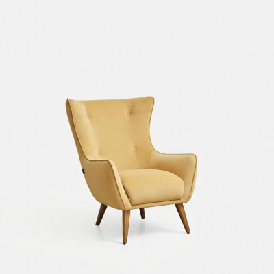 Armchair Wing Chair Cocktail Chair Fabric Living Room Polyester Yellow Seat