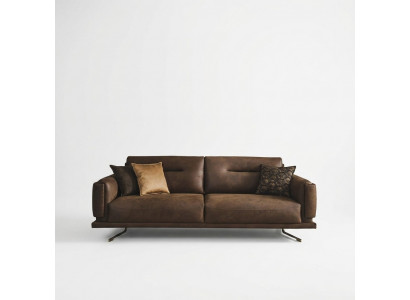 Four-seater sofa 4-seater sofas faux leather brown living room luxury