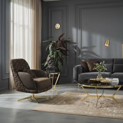 Armchair Wingback Chair Cocktail Chair Fabric Living Room Polyester Brown