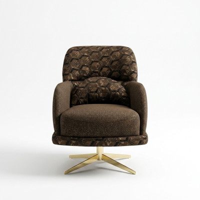 Armchair Wingback Chair Cocktail Chair Fabric Living Room Polyester Brown