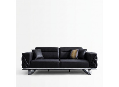 Three-seater sofa 3-seater sofas black faux leather living room luxury