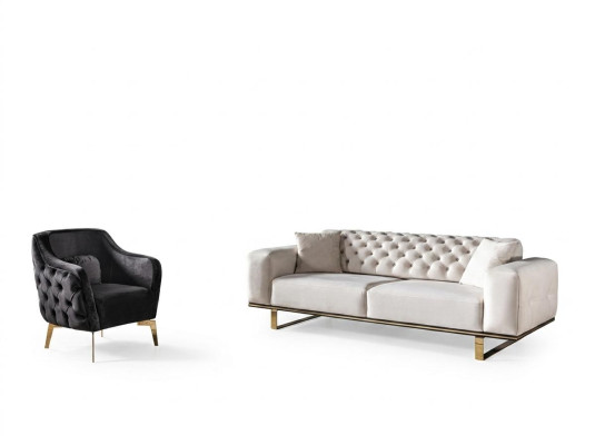 Chesterfield sofa set sofa 3+1 seater armchair fabric luxury white sofas