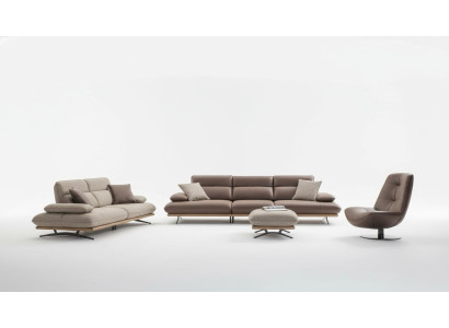 Sofa set Sofa 4+3+1 seater armchair luxury faux leather brown group
