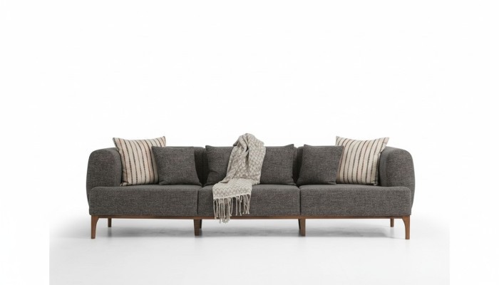 Three-seater Sofa 3-seater Sofas Grey Fabric Living Room Luxury Modern New